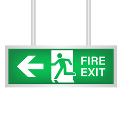 Exit Sign. Fire Exit Sign. Emergency Fire Exit Sign. Vector Illustration Isolated on White Background. 