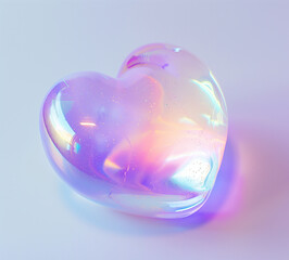 Obraz premium opalescent rainbow glossy heart on isolated white background