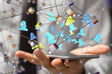 videoconference group of people talking in social network
