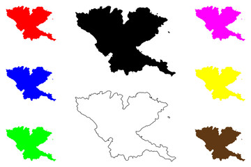 Pserimos island (Hellenic Republic, Greece, Dodecanese Archipelago) map vector illustration, scribble sketch Pserimos map