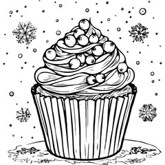 Vector  Cupcake on white background