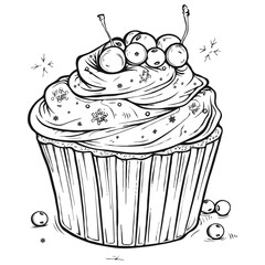 Vector  Cupcake on white background