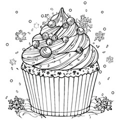 Vector  Cupcake on white background