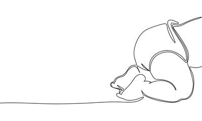 Baby legs and diaper one line continuous. Baby line art. Hand drawn vector art.
