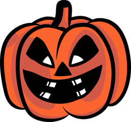 Carved Halloween Pumpkin Silhouette on White Background