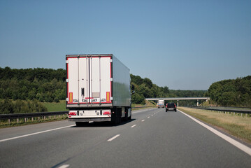 Semi-Trailer Truck On Highway Goods Shipping Logistics