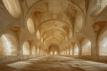 Fototapeta premium A large, empty room with arched ceilings and a lot of space