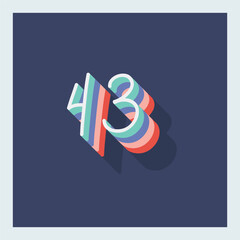 Fototapeta premium Digit or number 43, 3D shadow Digit, Typography minimal design.
