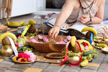 Hindu wedding vivah Yagya Indian Yajna ritual. Indian vedic fire ceremony called Pooja.