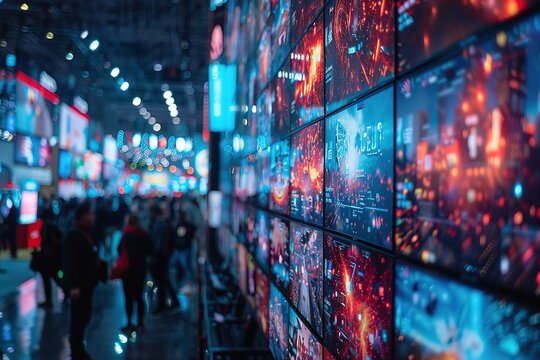 A large display of colorful images with the word "Cycle" in the center