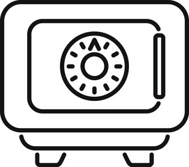 Simple line icon of a safe deposit box, emphasizing security and protection