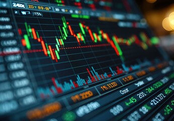 A stock market graph with a red line showing a drop in the market