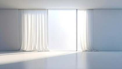 Obraz premium Modern light Gray Background for Product Display, slide shows with Window Light and Shadows