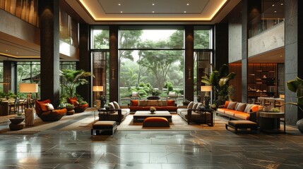 Fototapeta premium Lounge resort villa design in the style 