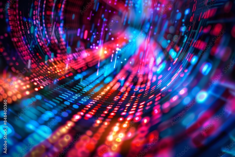 Poster a dynamic composition capturing the flow of secure end-to-end encrypted cloud data streams. vibrant 