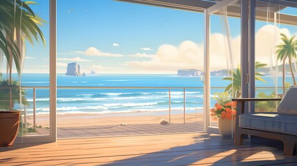 Obraz premium View on the beach with white sand Generative Ai