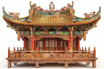 Fototapeta premium Ornate and colorful Asian temple, captured in daylight to highlight its intricate architectural details and cultural significance