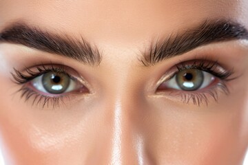 Obraz premium Close up of Woman s Green Eyes, Focus on Eyebrows, Macro Photography
