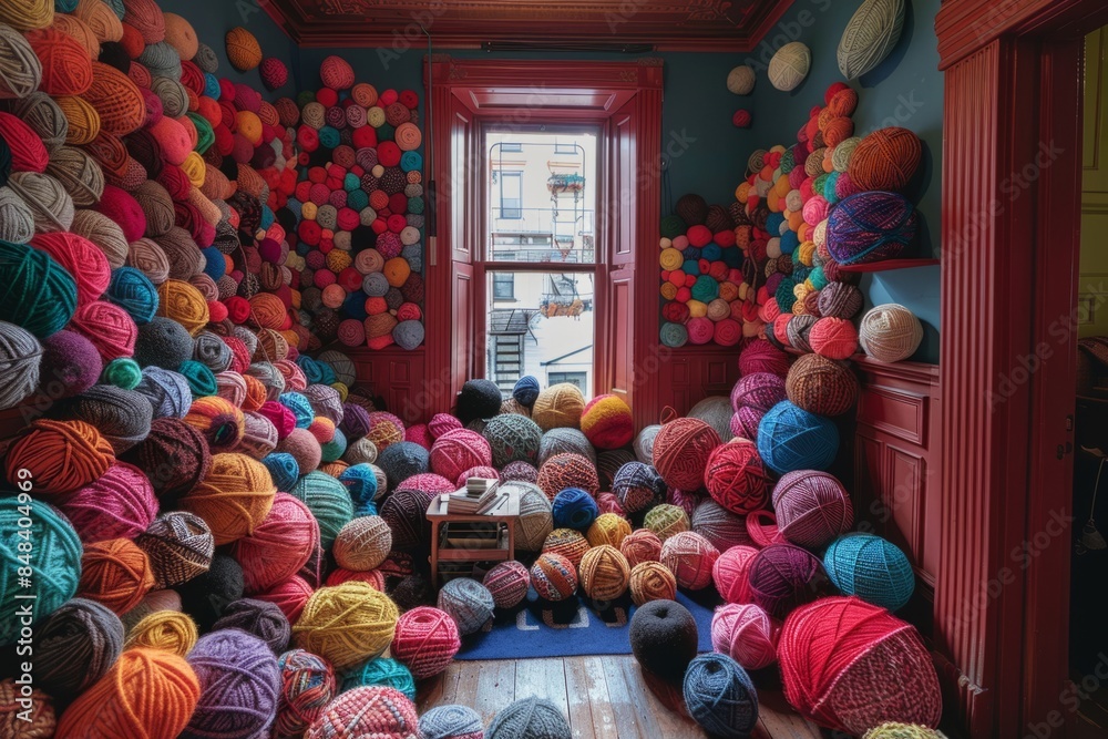 Poster apartment full of balls of wool