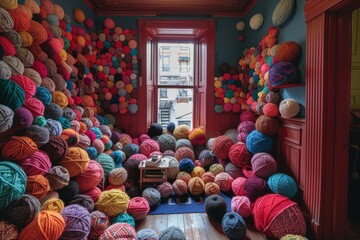 apartment full of balls of wool
