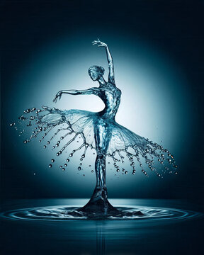 ballerina water splash in blue