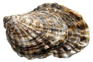 Fototapeta premium Close-up of a beautiful, detailed seashell isolated on a white background, showcasing its intricate patterns and natural textures, white background