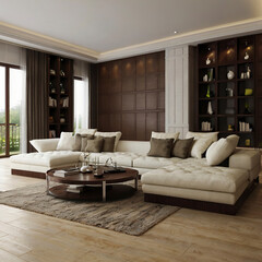 modern living room interior design with white sofa