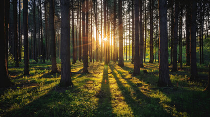 Naklejka premium sunrise in the forest