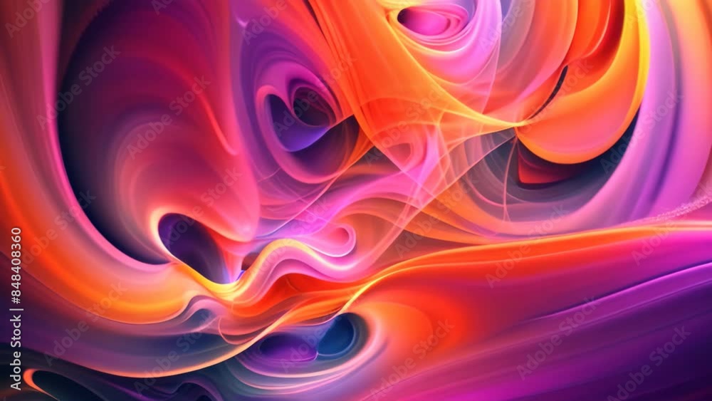 Poster computer-generated abstract shapes morph and change form dynamically, abstract shapes morphing and c