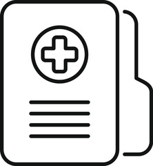 Fototapeta premium Line icon of a folder with a medical cross, representing a patient's medical history and personal health information