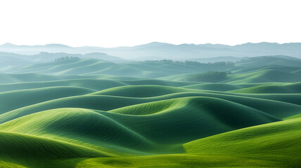 Obraz premium landscape with green hills, green grassland scene cut out.