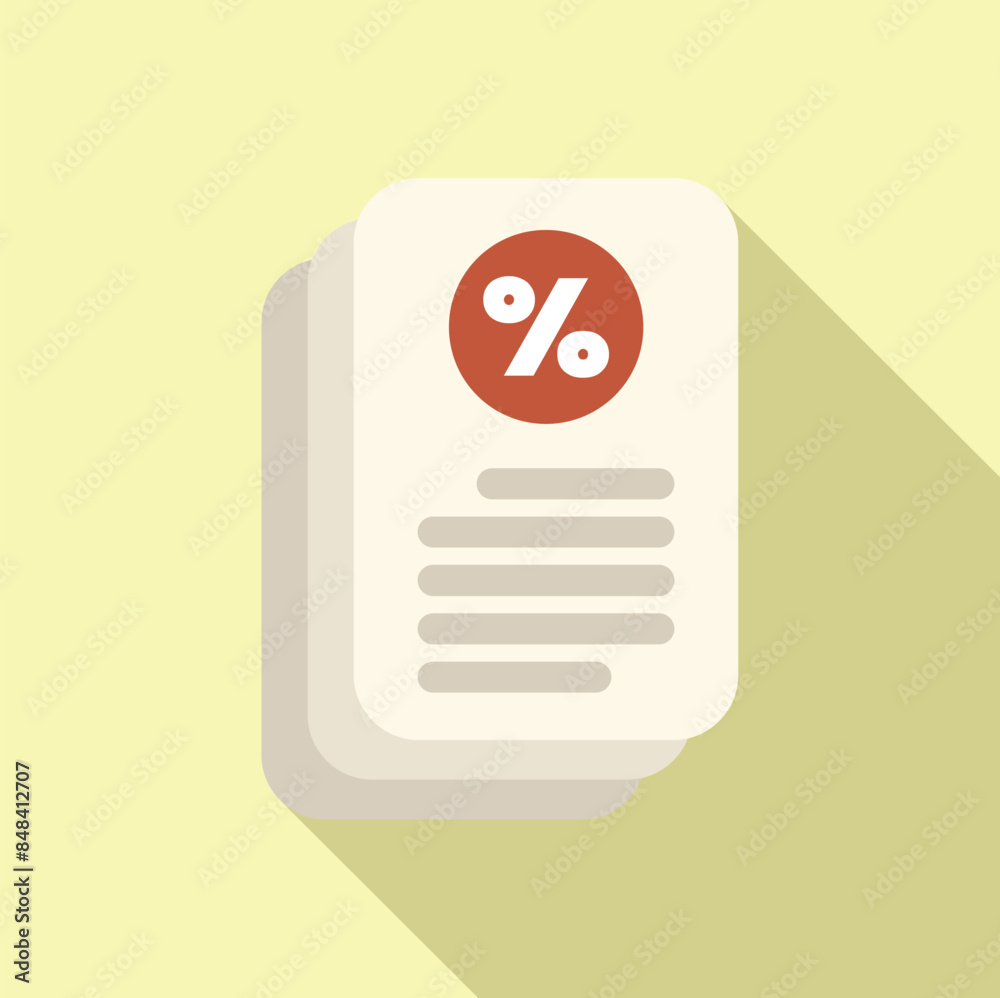 Poster stack of documents with a percentage symbol representing interest calculation
