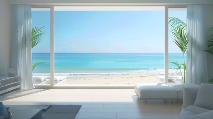 Fototapeta premium View on the beach with white sand Generative Ai