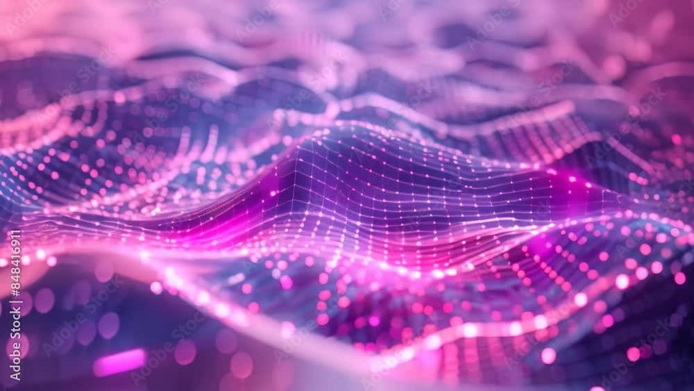 Poster Abstract wavy lines created through data processing, representing complex patterns and digital design, An abstract representation of data processing in a digital landscape