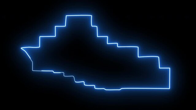 map of Thermopolis in Wyoming with a blue glowing neon effect