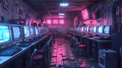 interior of an old computer office 