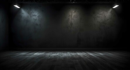 Empty studio room. Dark background. Abstract dark empty studio room texture. Product showcase spotlight background.