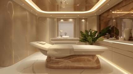 Luxurious Spa Treatment Room with Advanced RF Lifting Technology and Modern Interior Design