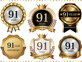 高級感のある91周年記念のエンブレムセット