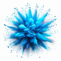 Obraz premium Bright blue Holi paint color powder explosion burst, isolated on a white background.
