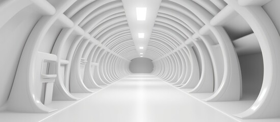 Naklejka premium White Circular Corridor - A Futuristic Tunnel