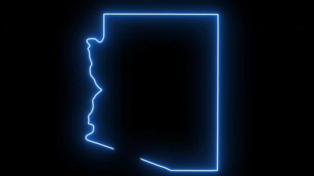 map of the state of Arizona in the united states with a blue glowing neon effect