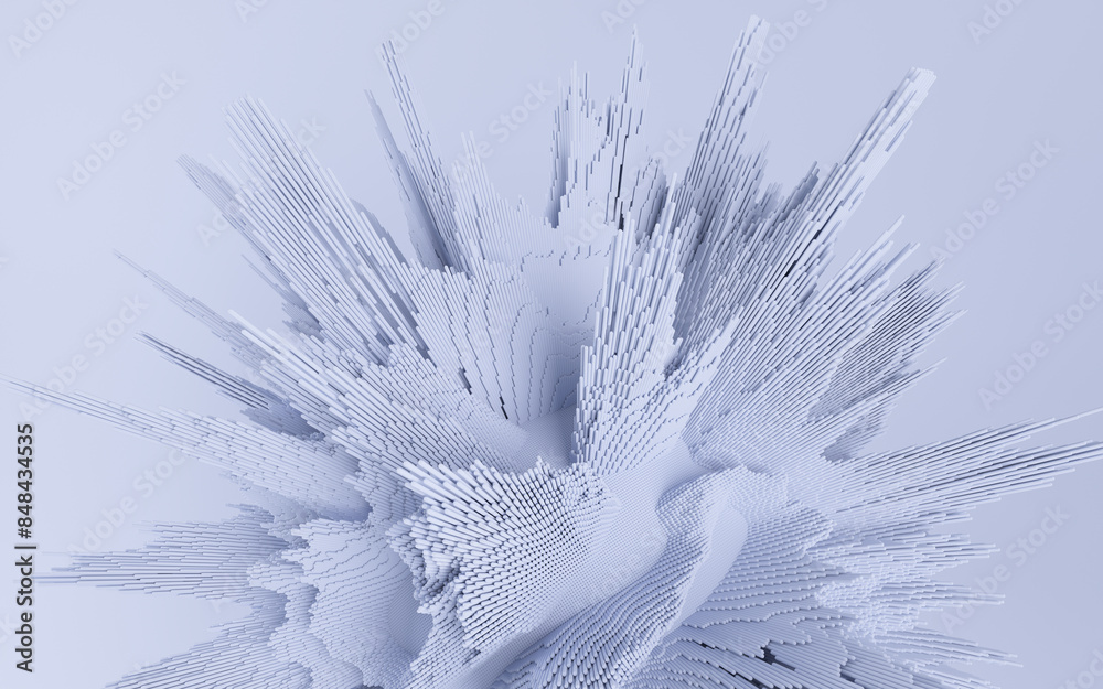 Fototapete 3d render of abstract detailed shape. dynamic futuristic background.