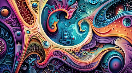 Psychedelic abstract background with intricate design in vibrant colors