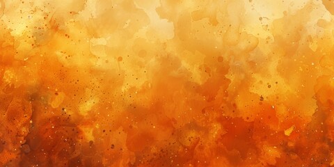 An energetic watercolor artwork in vibrant orange and yellow hues, evoking warmth and firelike textures
