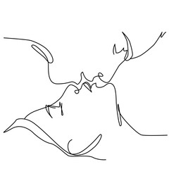 people kissing illustration of just a line