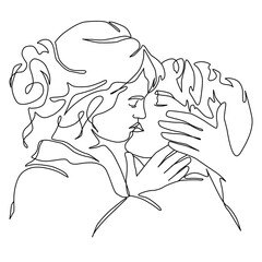 people kissing illustration of just a line