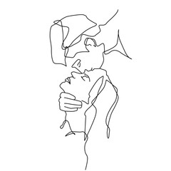 people kissing illustration of just a line