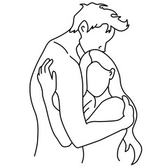 people kissing illustration of just a line