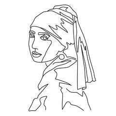 a portrait of a girl drawn in black